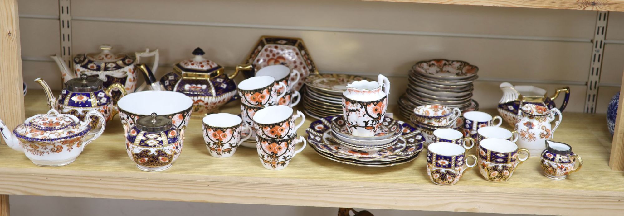 A quantity of Davenport and Staffordshire Imari pattern tea and coffee wares